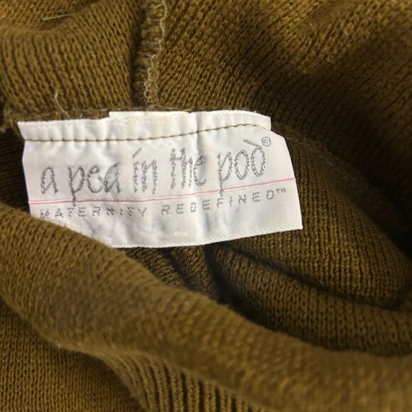 A Pea in the Pod Vintage Olive Green Brown Cowl Neck Tunic Maternity Sweater - Picture 2 of 6